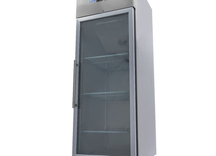 Fryser - 700L - 3 justerbare hylder (2/1 GN) - Rustfrit stål - med glasdør