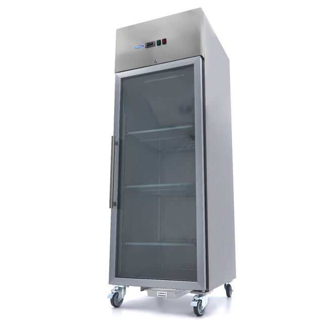 Fryser - 600L - 3 justerbare hylder (2/1GN) - Rustfrit stål - med glaslåge