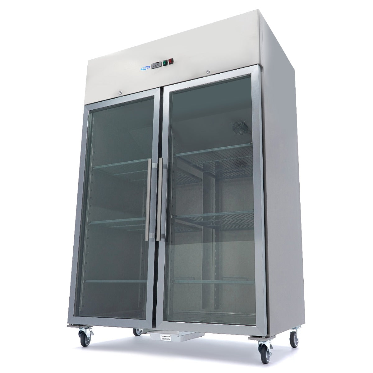 Fryser - 1200L - 6 justerbare hylder (2/1GN) - Rustfrit Stål - med Glaslåge