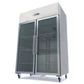 Fryser - 1400L - 6 justerbare hylder (2/1 GN) - Rustfrit stål - med glasdøre