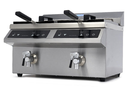 Friture - 2 x 8L - 2 Kurve - med aftapningshane - Induktion