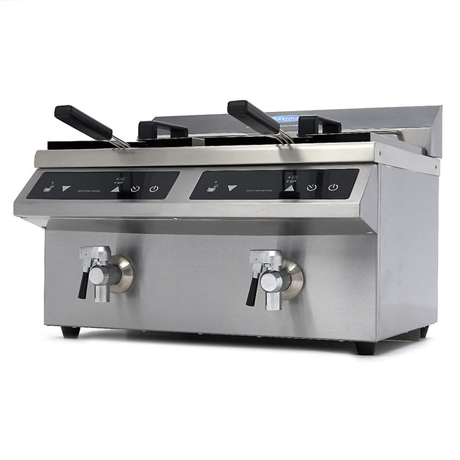 Friture - 2 x 8L - 2 Kurve - med aftapningshane - Induktion
