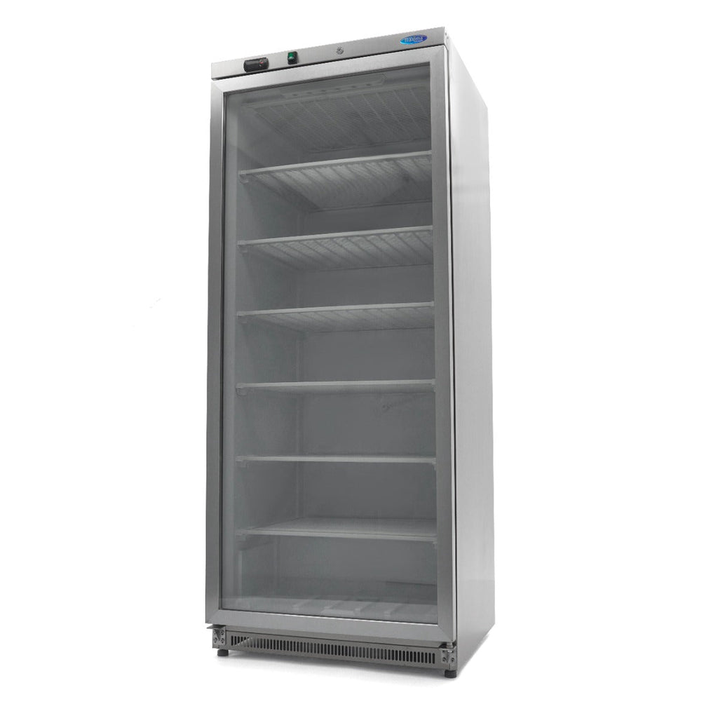 Fryser - 600L - Rustfrit Stål - med Glasdør