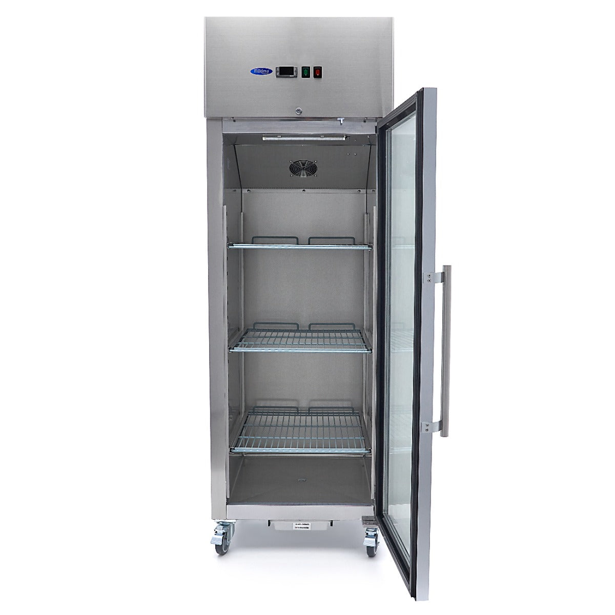 Fryser - 600L - 3 justerbare hylder (2/1GN) - Rustfrit stål - med glasdør