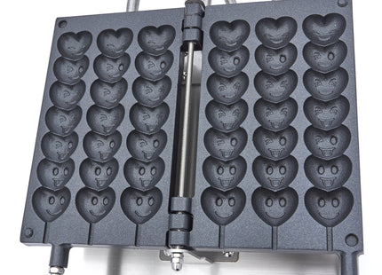 Vaffelmaskine - 3 lollies - Hjerter med Emojis på pinde