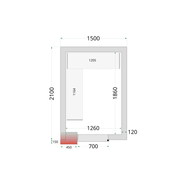 Kølerum 120 mm - CR 150x210x220