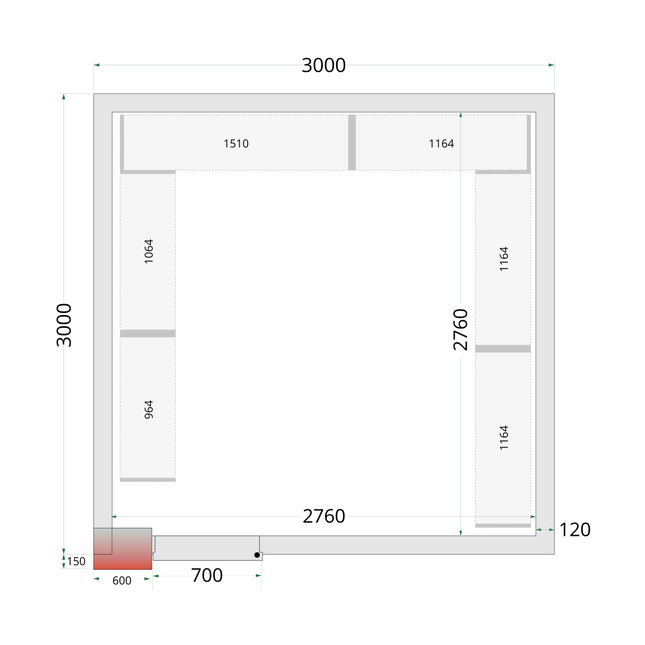Kølerum 120 mm - CR 300x300x220