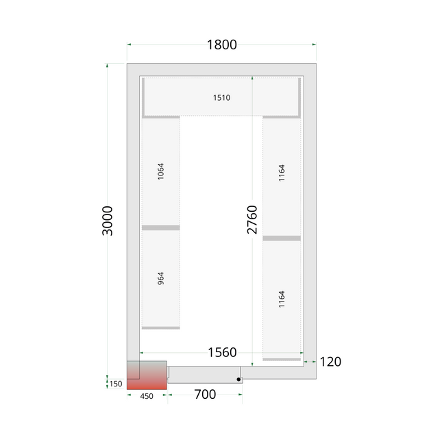 Kølerum 120 mm - CR 180x300x220