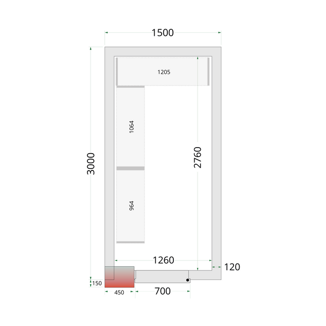 Kølerum 120 mm - CR 150x300x220