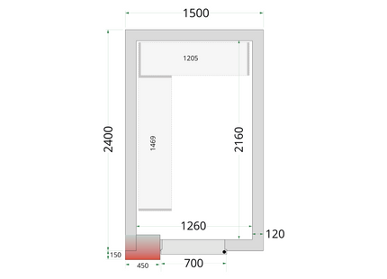 Kølerum 120 mm - CR 150x240x220