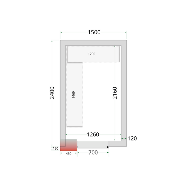 Kølerum 120 mm - CR 150x240x220