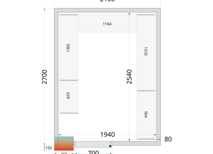 Kølerum 80 mm - CR 210x270x212 NF