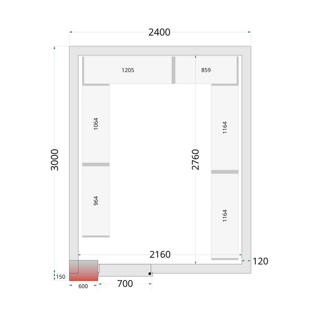 Kølerum 120 mm - CR 240x300x220
