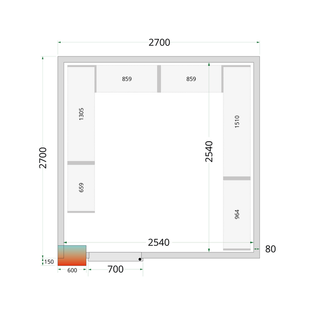 Kølerum 80 mm - CR 270x270x220
