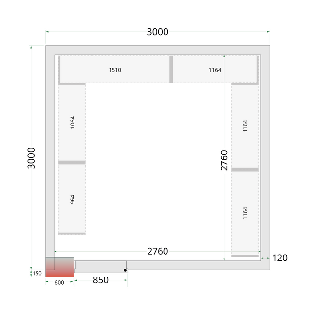 Kølerum 120 mm - CR 300x300x220 WD