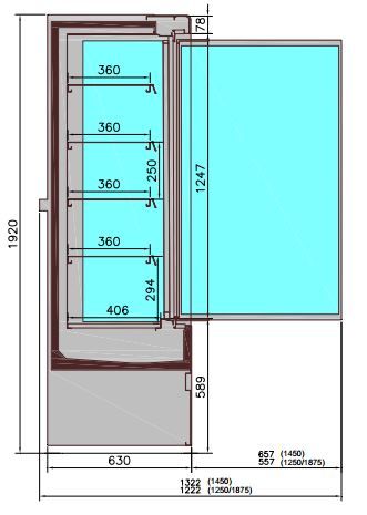 Køleskab / Butikskøler 131 cm bred
