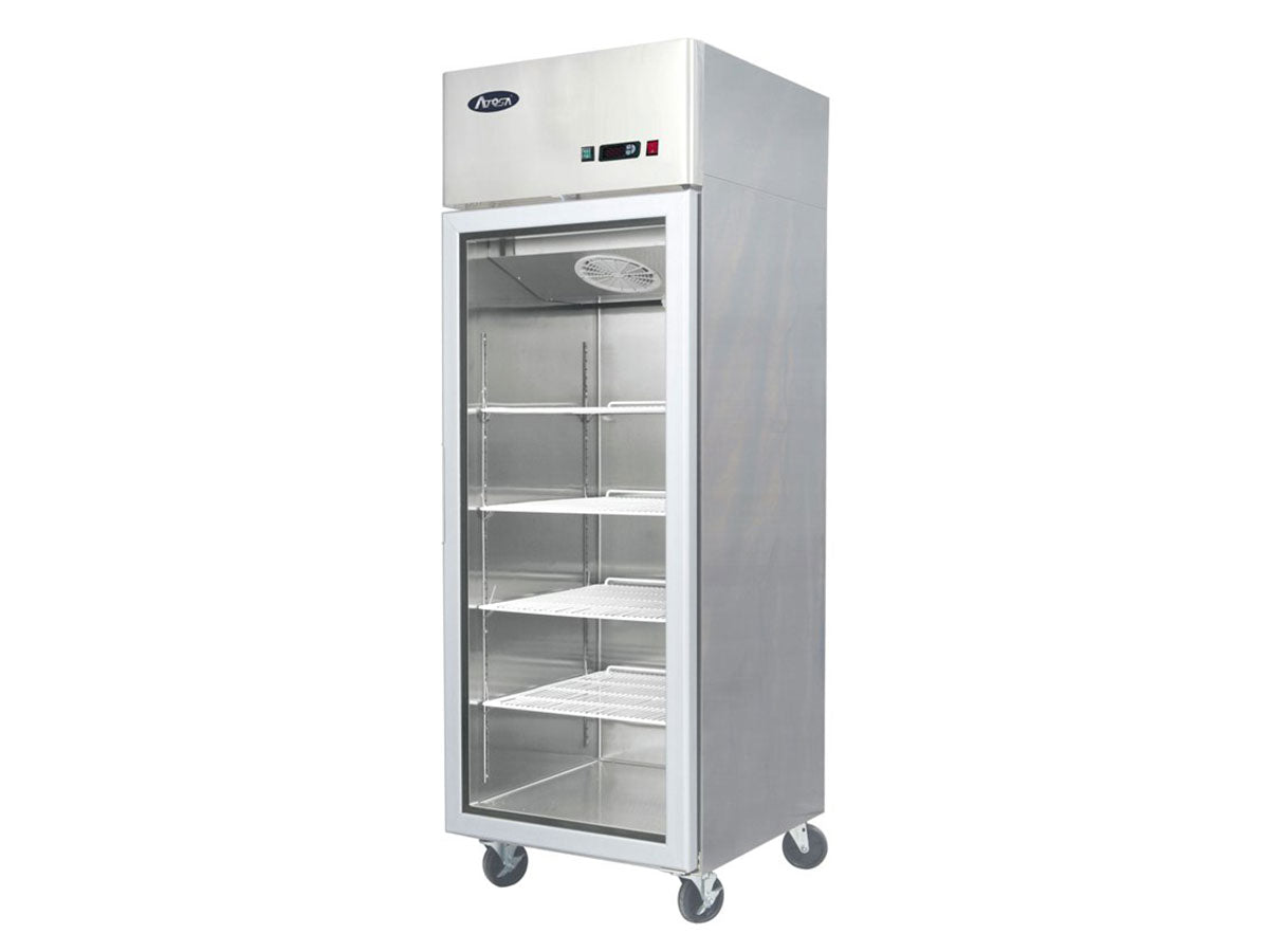 Industrikøleskab - Glasdør - Rustfrit stål - 280 liter