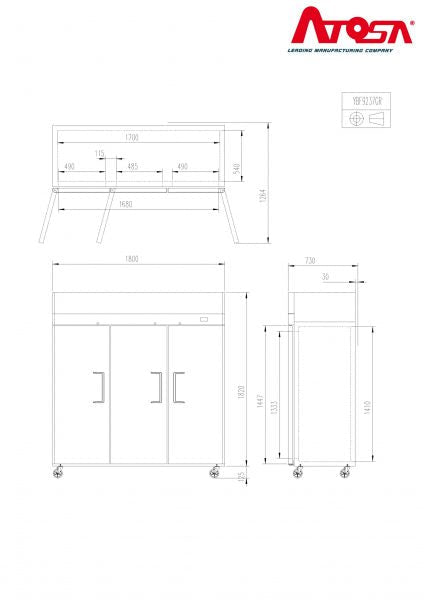 Industrikøleskab i rustfrit stål - 3 døre - 950 liter