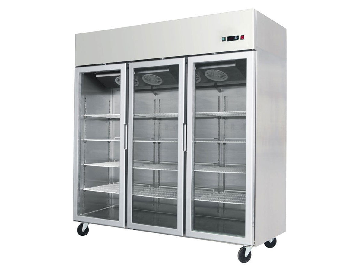 Køleskab - 3 glasdøre - Rustfrit stål - 950 liter