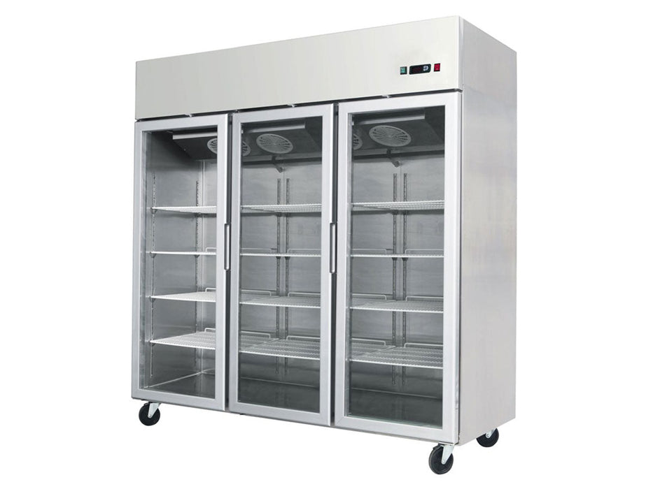 Køleskab - 3 glasdøre - Rustfrit stål - 950 liter