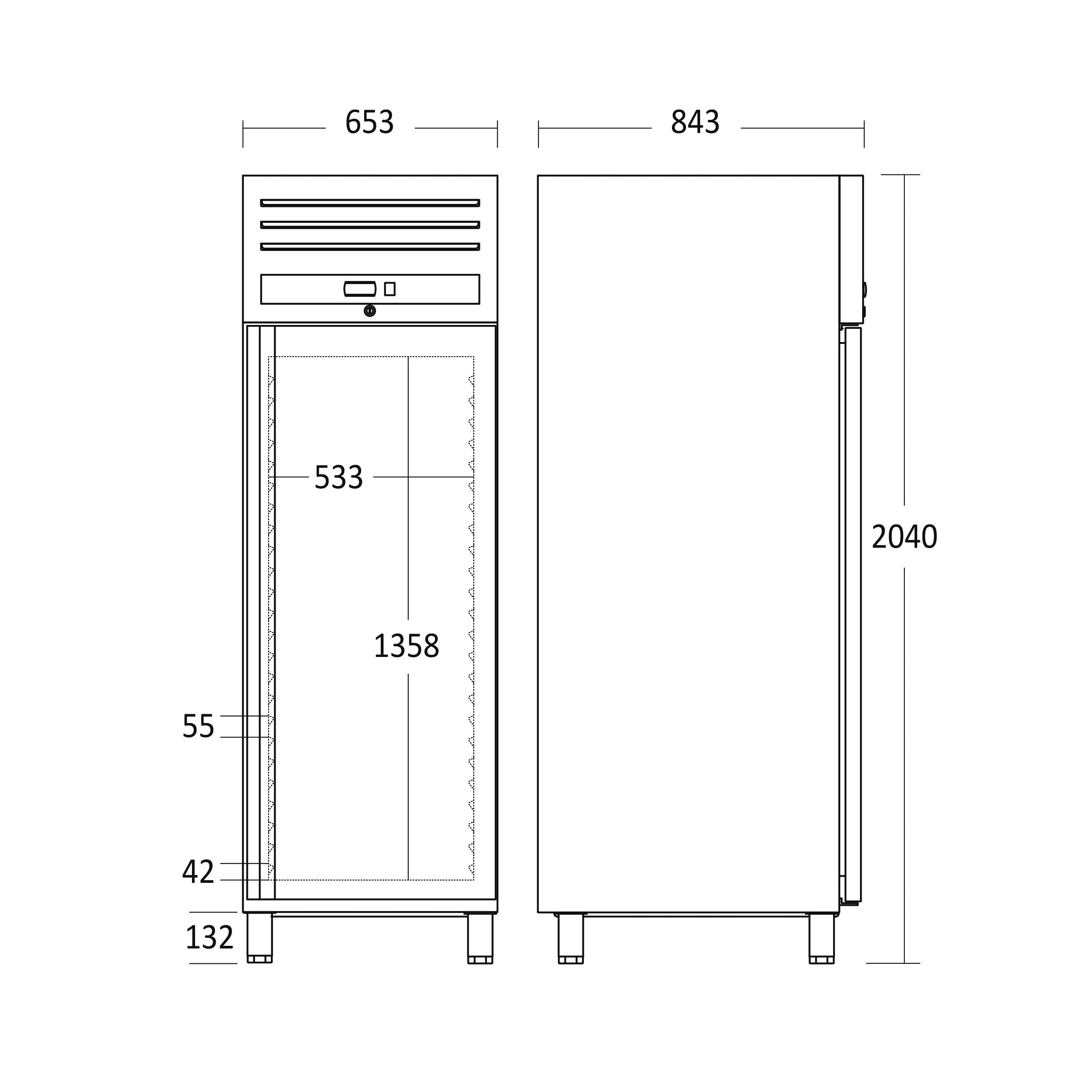Køleskab - Rustfrit Stål - GN 2/1 - 460 liter