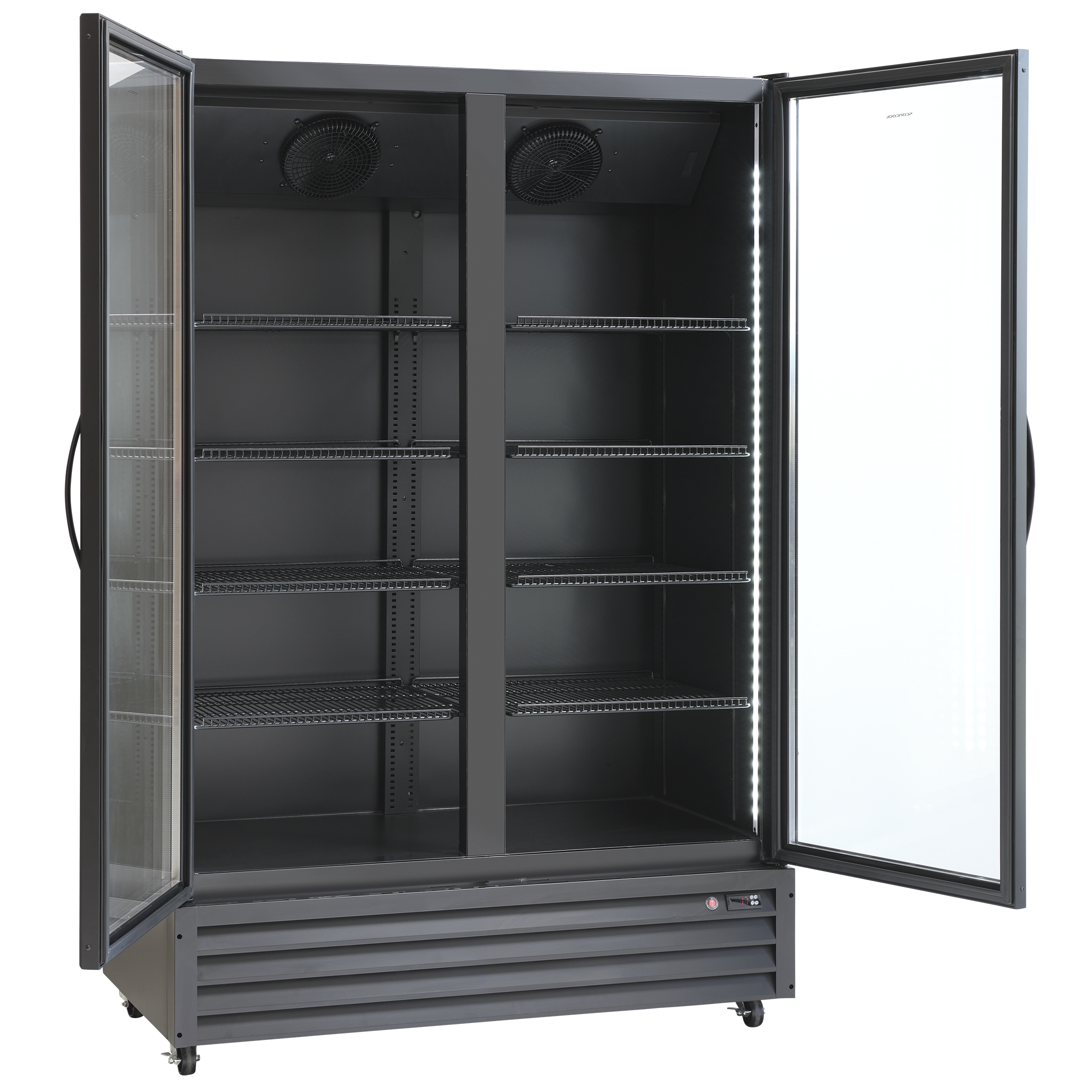 Displaykøleskab - 2 låger - 1100 liter - sort