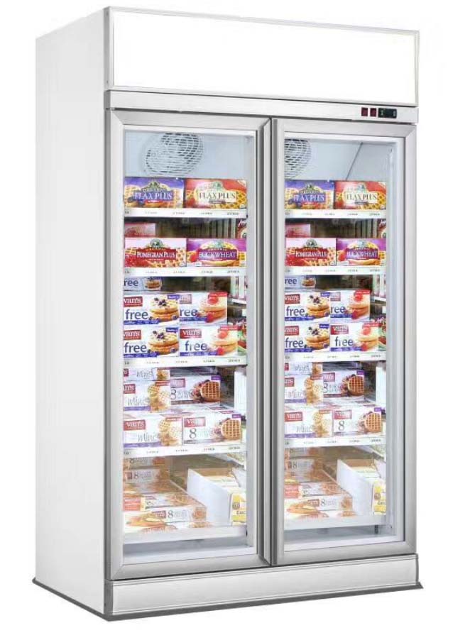 Køleskab - 2 glasdøre - Med topskilt - 1000 liter